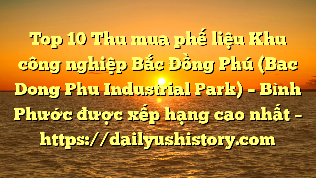 Top 10 Thu mua phế liệu Khu công nghiệp Bắc Đồng Phú (Bac Dong Phu Industrial Park) – Bình Phước được xếp hạng cao nhất – https://dailyushistory.com