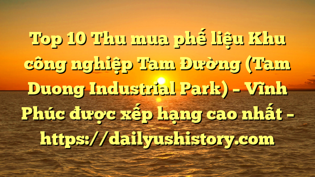 Top 10 Thu mua phế liệu Khu công nghiệp Tam Đường (Tam Duong Industrial Park) – Vĩnh Phúc được xếp hạng cao nhất – https://dailyushistory.com