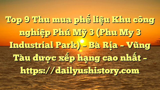 Top 9 Thu mua phế liệu Khu công nghiệp Phú Mỹ 3 (Phu My 3 Industrial Park) – Bà Rịa – Vũng Tàu được xếp hạng cao nhất – https://dailyushistory.com